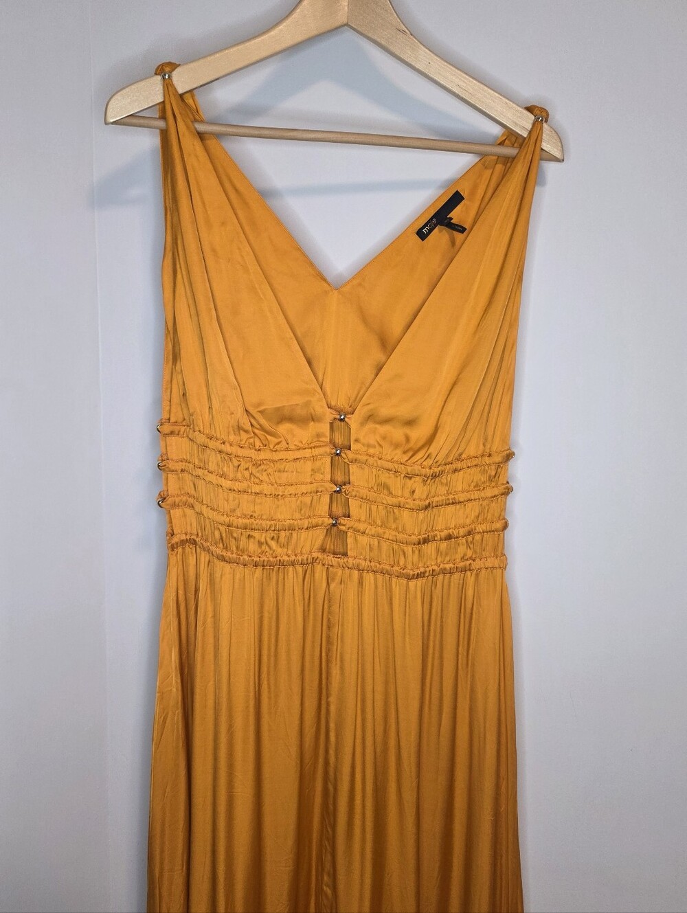 Women's Dress - Maje Satin Look Cutout Midi Evening Cocktail Party Dress Size 40 - Picture 7 of 12